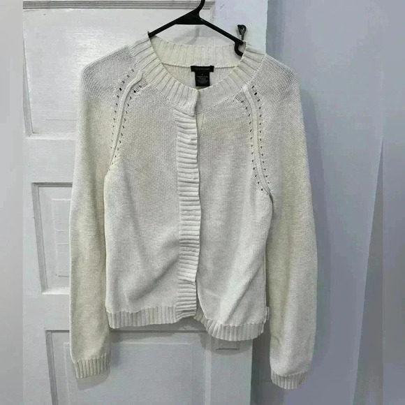 calvin Klein cream button down sweater - Picture 1 of 7
